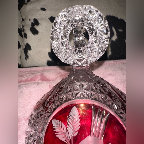 Vintage Hofbauer Byrdes Collection "The Ruby" footed candy dish with a lid - Picture 5 of 5